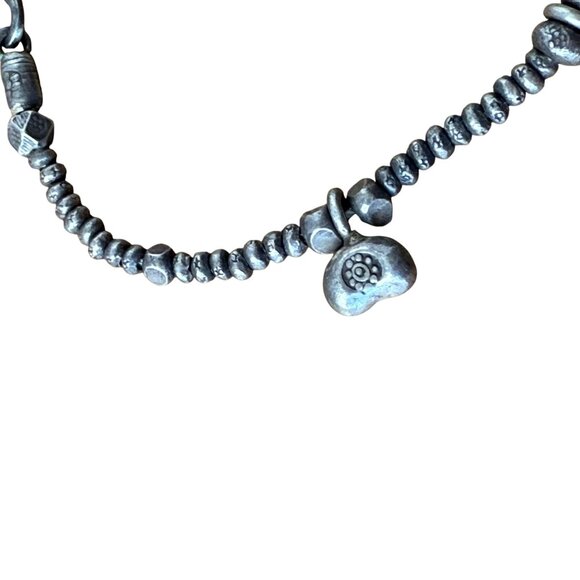 Handmade Silver Beaded Charm Bracelet With Floral & Spiral Designs - Picture 3 of 6